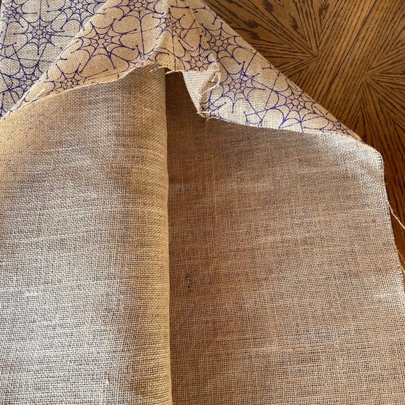 Halloween Spider Web Burlap 51 inches x 144 inches Rectangle Table Cloth Craft - Picture 5 of 6
